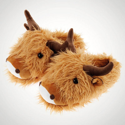 Fuzzy Friends Highland Cow Novelty Slippers - 3