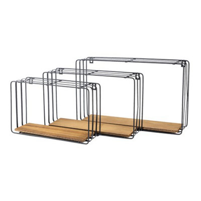 FWL1 Set of 3 Shelves LOFT Black 400-345-300mm Pine Wood