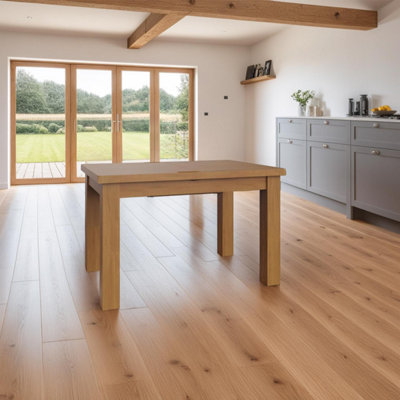 FWStyle 1.25M Solid Oak Extending Dining Table