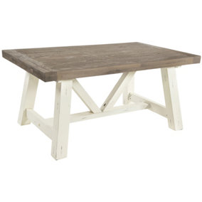 FWStyle 1.6M Fixed Top Solid Reclaimed Pine Cream Dining Table