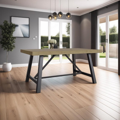 FWStyle 1.6M Solid Pine Dining Table 8 Seat Drfitwood Modern Farmhouse Design
