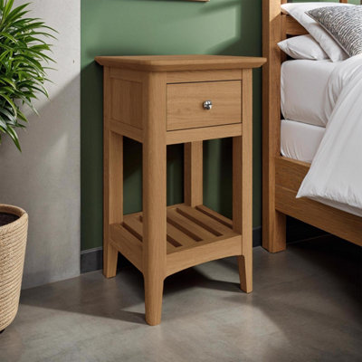 FWStyle 1 Drawer Solid Ash Bedside Table Nightstand Ready Assembled