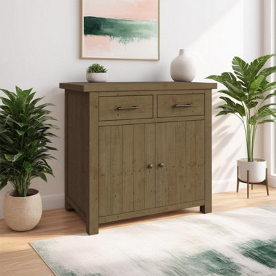 FWStyle 2 Door 2 Drawer Small Solid Pine Sideboard