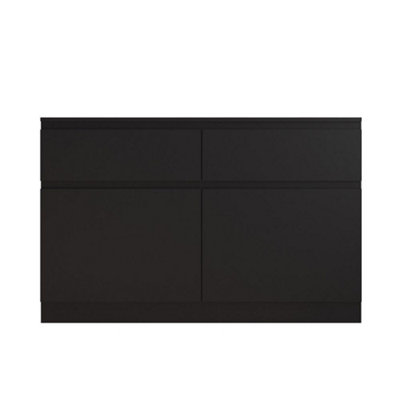 FWStyle 2 Drawer 2 Door Matt Black Storage Cabinet Sideboard