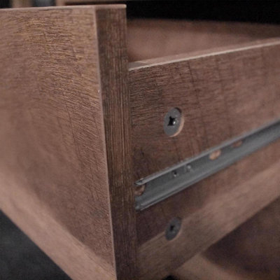 FWStyle 2 Drawer Bedside Table Cabiney Industrail Oak Effect Finish