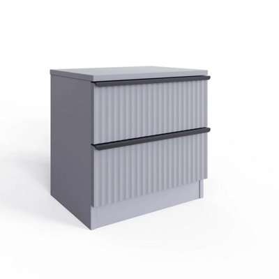 FWStyle 2 Drawer Bedside Table Chest Dark Matt Grey