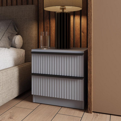 FWStyle 2 Drawer Bedside Table Chest Dark Matt Grey