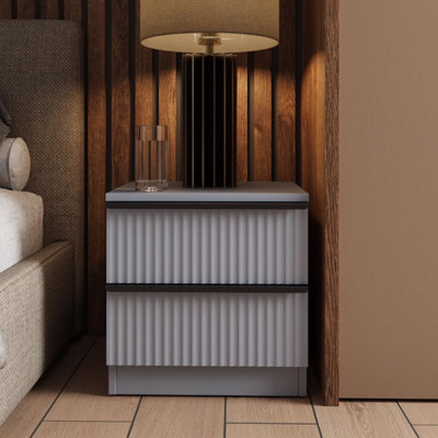 FWStyle 2 Drawer Bedside Table Chest Dark Matt Grey