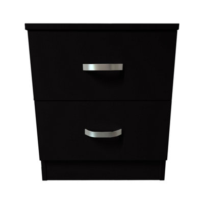 FWStyle 2 Drawer Black Bedside Chest Table Nightstand