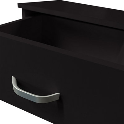 FWStyle 2 Drawer Black Bedside Chest Table Nightstand