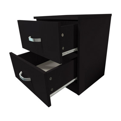 FWStyle 2 Drawer Black Bedside Chest Table Nightstand