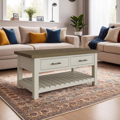 FWStyle 2 Drawer Coffee Table Solid Reclaimed Pine