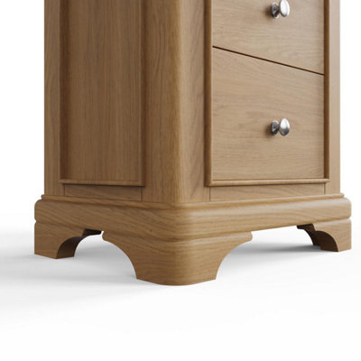 FWStyle 2 Drawer Lacquered Oak Bedside Chest Table Ready Assembled