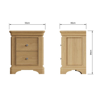 FWStyle 2 Drawer Lacquered Oak Bedside Chest Table Ready Assembled