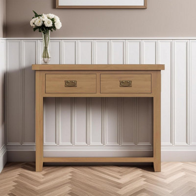 FWStyle 2 Drawer Large Console Table Solid Oak