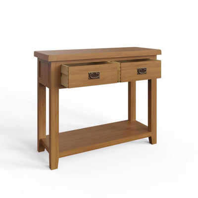 FWStyle 2 Drawer Large Console Table Solid Oak