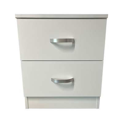 FWStyle 2 Drawer White Bedside Chest Table Nightstand
