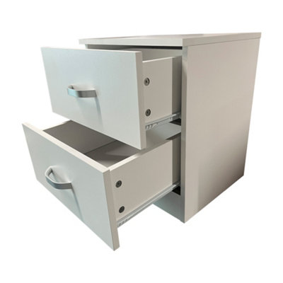 FWStyle 2 Drawer White Bedside Chest Table Nightstand