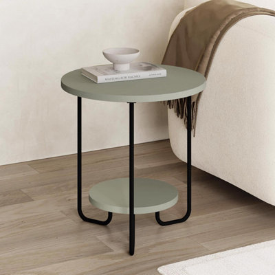 FWStyle 2 Tier Round Ash Green Side Lamp Table