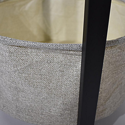FWStyle 2 Tier Side Storage Lamp Table  Linen Basket Walnut Effect Top