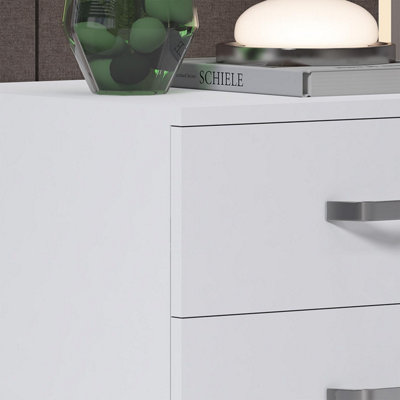 FWStyle 3 Drawer Bedside Chest White Table Deep Storage Nightstand