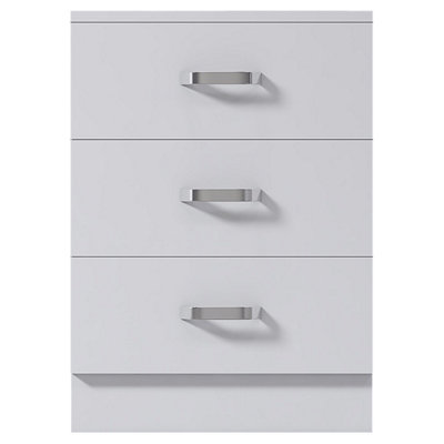 FWStyle 3 Drawer Bedside Chest White Table Deep Storage Nightstand