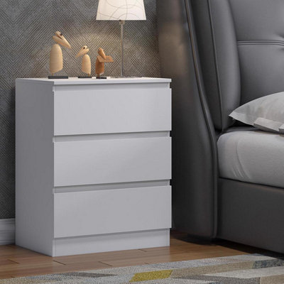 FWStyle 3 Drawer Chest Of Drawers Bedside Table White Bedroom Furniture