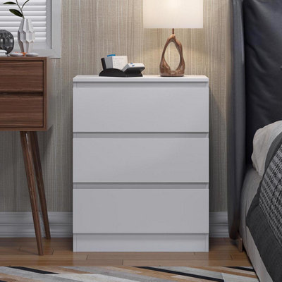 FWStyle 3 Drawer Chest Of Drawers Bedside Table White Bedroom Furniture
