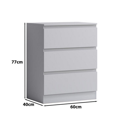FWStyle 3 Drawer Chest Of Drawers Bedside Table White Bedroom Furniture