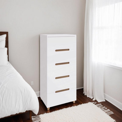 FWStyle 3 Drawer Chest Of Drawers Click Assembley White Gloss