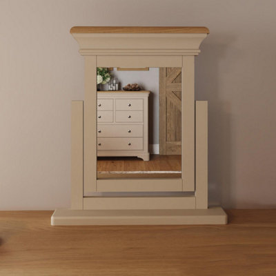 FWStyle 3 Drawer Dressing Table Stool & Mirror Set Solid Oak Putty ...