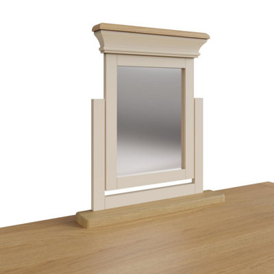 FWStyle 3 Drawer Dressing Table Stool & Mirror Set Solid Oak Putty ...
