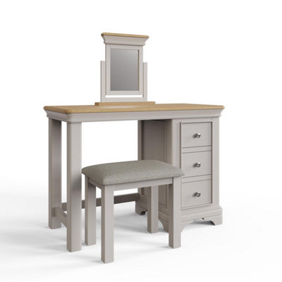 FWStyle 3 Piece Dressing Table Set Solid Dove Grey Painted Oak