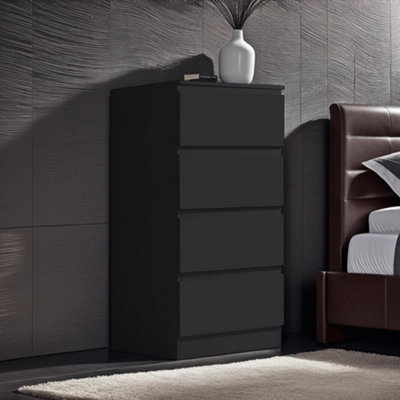FWStyle 4 Drawer Chest Of Drawers Black Tall Boy Scratch