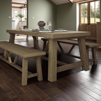 FWStyle 4 Piece Solid Pine 2M Dining Table Set
