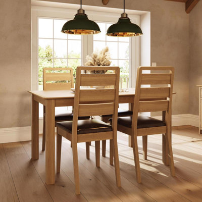 FWStyle 4 Seater Extending Natural Oak Dining Table Set