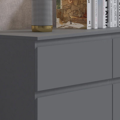 FWStyle 6 Drawer Dark Grey Chest Of Drawers Matt Finish