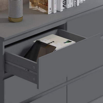 FWStyle 6 Drawer Dark Grey Chest Of Drawers Matt Finish