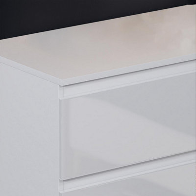 FWStyle Matt White Large 8 Drawer Chest Of Drawers. White Bedroom Furniture. Under Drawer Support Bars. Scratch Resistant