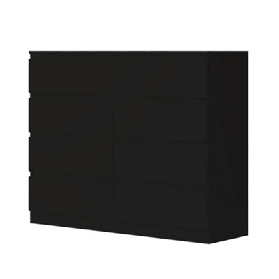 FWStyle 8 Drawer Chest Of Drawers Matt Black Scratch Resistant Deep Drawer Design