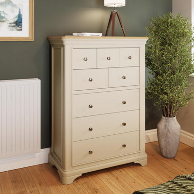 FWStyle 8 Drawer Solid Oak Chest Of Drawers Ready Assembled Putty Painted Finish