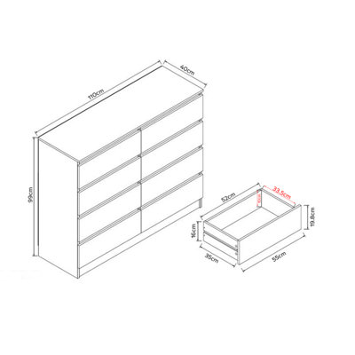 FWStyle 8 Drawer White Chest Of Drawers Scratch Resistant (H) 99cm