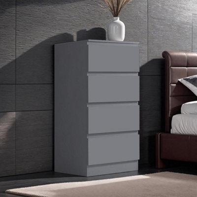 【カデル】cadeal 4drawer chest FWStyle Carlton Dark Grey 4 Drawer Chest (H) 99cm (W) 40cm (D) 40cm