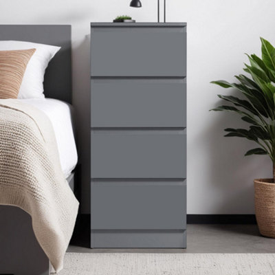 FWStyle Carlton Dark Grey 4 Drawer Chest (H) 99cm (W) 40cm (D) 40cm