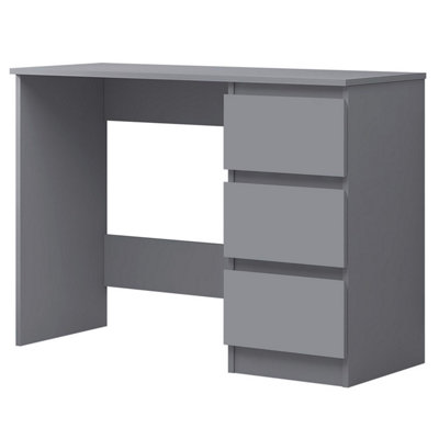 FWStyle Dark Grey Dressing Table 3 Drawer Desk