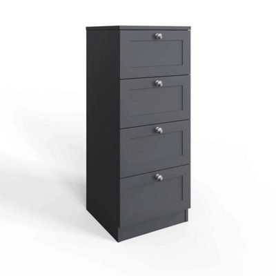 FWStyle Dark Matt Grey 4 Drawer Chest Of Drawers