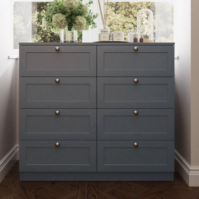 FWStyle Dark Matt Grey 8 Drawer Chest Of Drawers
