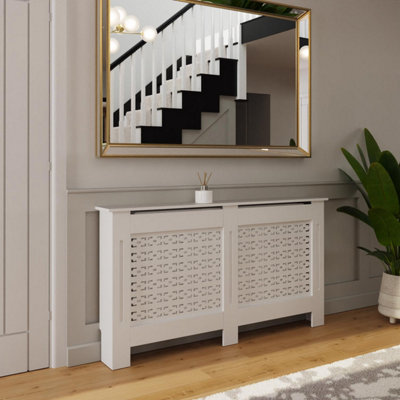FWStyle Geometric Pattern Large Grey Radiator Cover (H) 82.3 (W) 152cm ...