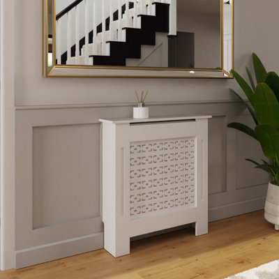 FWStyle Geometric Pattern Small White Radiator Cover (H) 82.3 (W) 78cm ...