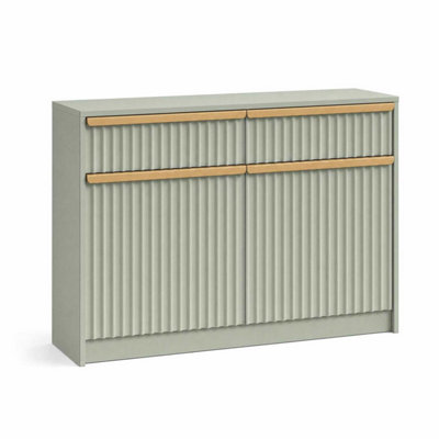 FWStyle Green Fluted 2 Door 2 Drawer Sideboard Storage Unit Scratch ...
